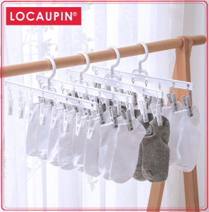 Locaupin Wardrobe Laundry Clothes Hanger Clip Underwear Panty Towel Sock Scarf Gloves Handkerchiefs Drying Rack Holder Peg