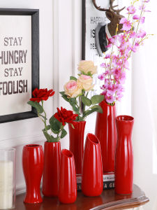 Scandinavian Ceramic Red Vase Wedding Celebration Decoration Living Room Entrance Dining Table Simple Home Decoration Flower Arrangement