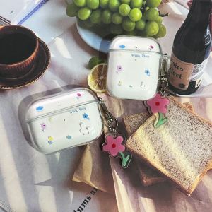 NiceDay Flower Cartoon Transparent Bluetooth Earphone Case Soft TPU Protective Cover for Apple AirPods Cool Style Digital Accessory