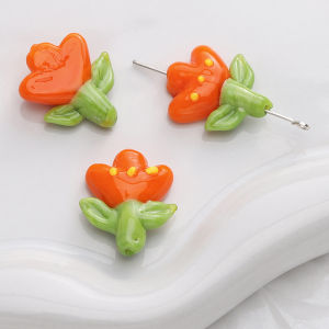 1ชิ้น18X22มม. ทำมือหลากสีงานโคมไฟลูกปัดดอกทิวลิปเสน่ห์สำหรับจี้พวงกุญแจโทรศัพท์เครื่องประดับ DIY ทำหัตถกรรมเครื่องประดับ