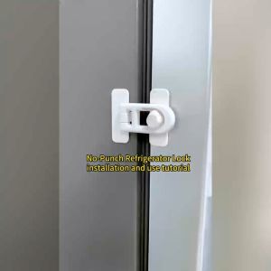 JIANTAI Child Proof Fridge Lock With Adhesive - No Tools Required - Refrigerator Lock For Kids - Freezer Latch To Keep Door Closed - For Toddlers Cats & Dogs