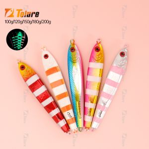 TOLU NEW Slow Sinking Metal Jig 5 Colors 3D Eyes 100g-200g Long Casting Slow Sinking Fall Jigs Saltwater Deepsea Fishing Lure