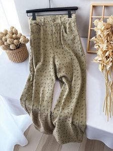 PAIBOLI | High Waist Casual Floral Print Wide Leg Pants Womens Fashion Straight Cut Long Trousers French Vintage Design Autumn 2025