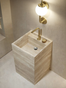 DXD | Custom Hotel All-in-One Sink Seasonal Pink Green Stone Slab Floor-standing Washbasin