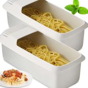 3PCS Plastic Pasta Box Microwave Noodles Pasta Cooker With Strainer Eco Friendly Spaghetti Vegetable Steamer Kitchen Supplies