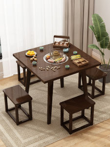 Indoor Bamboo Tea Table Set Round Shape for Cooking and Tea Brewing Ideal for Balcony and Courtyard Decor