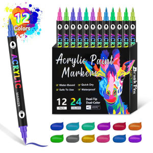 24/48/72 Colors Double Nib Acrylic MarkersPaint PensDual Color Art Markers Brush Pen Dual Tip for DIY Crafts Graffiti Cloth