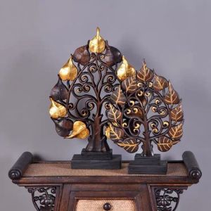 Handmade Wood Carving Sculpture Bodhi Tree Statue Home Office Hotel Bookshelf Desktop Decoration