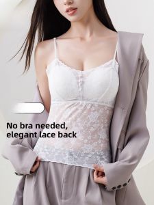 Miiow | Romantic French Lace Strap Vest Womens Summer Thin Pure Desire Backless Tank Top With Chest Pad Base Layer Top