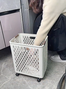 ตะกร้าซักผ้าแบบพับได้ ตะกร้าผ้าพลาสติก มีล้อ เคลื่อนย้ายสะดวก แข็งแรง ทนทาน ขนาดใหญ่ สำหรับเก็บผ้า/ของเล่น