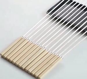 Alat Tusuk Sate BBQ Stainless Steel / Tusukan Sate Kambing Ayam Sosis Bisa Dipakai Ulang 1PCS