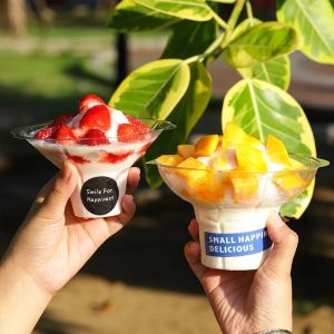 50Pcs Disposable Yogurt Cups Snow Cone Cup Smoothie Ice Cream Soft Ice Cup Shaved Ice Sand Ice Bowl