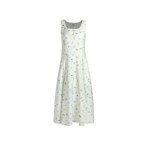 Fano Summer New Long Sleeveless Floral Gradient Dress Womens Casual Style Natural Waist A-Line Dress V-Neck Gown