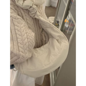 Winter Womens Fashion College Style down Tote Bag Casual Large Capacity Saddle Bag Double Shoulder Zipper Nylon Material