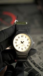 Jam Tangan Pria Casio MW-240B-3B Light Yellow Dial & Black Nylon Band