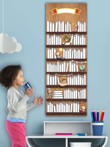 Childrens Reading Tracker Bookshelf Elementary School Student Reading Record Chart Good Habits Wall Sticker Self-Discipline Poster