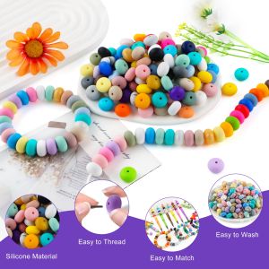 Sunrony 50pcs/lot 14mm Abacus Loose Silicone Beads Lentil Bead For Jewelry Making DIY Bracelet Necklace Decoration Accessories