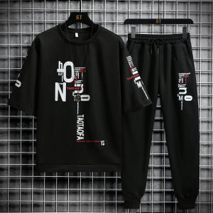 Summer Casual Loose Mens Fashionable Short Sleeve Set Two-Piece Suit Teenagers Sporty Look Comfortable Lightweight T-Shirt
