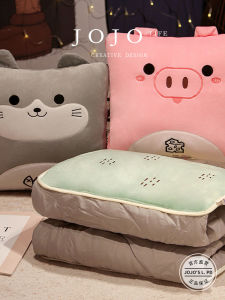 JOJOs L PD Texture Pillow Blanket Two-In-One Winter Office Nap Blanket Modern Minimalist Style Faux Fur Plant Floral Pattern