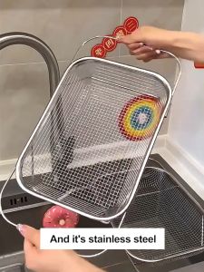 Drain Basket for Kitchen Sink: 304 Stainless Steel Strainer & Adjustable Organizer