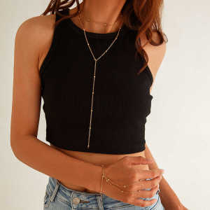 สร้อยคอแบบหลายชั้น สร้อยข้อมือ ชุด แฟชั่น ดีไซน์เรียบง่าย สำหรับผู้หญิง สร้อยข้อมือแบบอเนกประสงค์ เครื่องประดับแฟชั่น