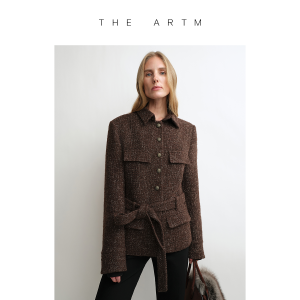 Waist-cinching Small Fresh Style Coat Wool Tweed Belt