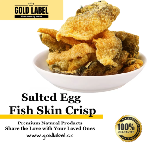 GoldLabel Premium Salted Egg Fish Skin Crisps 80g - Crispy golden-brown fish skin snacks 100% guaranteed quality No MSG added
