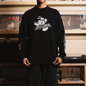 HEADS - Alien LS Tee Black | Kaos Graphic Lengan Panjang Pria/Wanita Heavyweight 16s