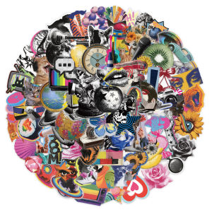 Millennium Pop Art Graffiti Dán Trong Suốt Thẩm Mỹ DIY Cho Hành Lý Đàn Guitar Điện Thoại Đồ Chơi Thú Cưng Dễ Thương-10/30/50/100 Bộ