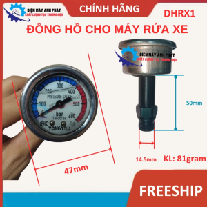 Đồng hồ áp suất nhiều loại KT 46.5mm chân ren 14-ren 14.5mm máy xịt rửa xe áp lực Chiều dài chân ren 50mm