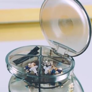 Mini Four Grids Travel Size Organizer for Jewelry Beads Accessories and Pills