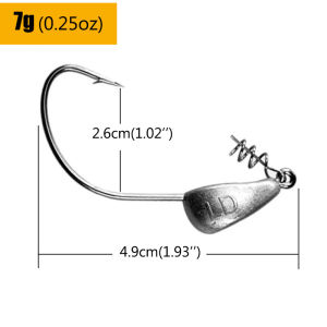 Lurestiker 10pieces 3.5g 5g 7g 10g 15g 21g crank deepwater fishing jig head hook with spin lock for bass pike and trout fishing
