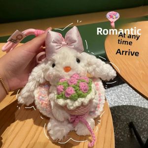 JIFANPAUL | Cute Rabbit Ear Plush Keychain Gift for Valentines Day