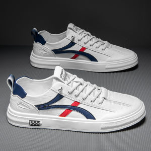 Mens Summer Slip-On Sports Shoes Breathable No-Tie Youth Middle School Students White Sneakers Comfortable Casual Board Shoes