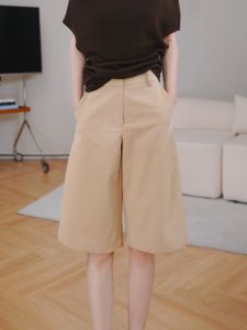 MANMI | Quần Short Cao Waist Khaki Phong Cách Đơn Giản Dành Cho Phụ Nữ