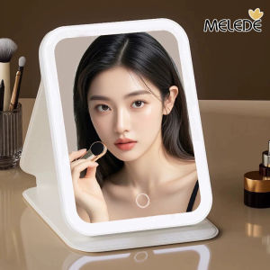 MELEDE 3 Warna Cermin Rias LED yang Dapat Diredupkan dengan Layar Sentuh Lipat Cermin Rias Kosmetik yang Dapat Diisi Ulang untuk Perjalanan & Penggunaan di Rumah