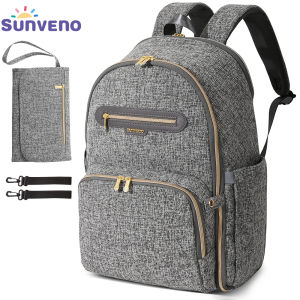 SUNVENO Multifunction Diaper Bag Mummy BackpackLarge Capacity Double Shoulde Travel Nappy Bag Waterproof Travel Maternity Bag Baby Care