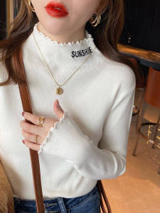 เสื้อยืดคอกลมแขนยาวหนาสำหรับผู้หญิงในฤดูหนาว เสื้อชั้นในแบบสวมหัว ทรงหลวม ทรงพอดีตัว ผ้าฝ้ายผสมโพลีเอสเตอร์