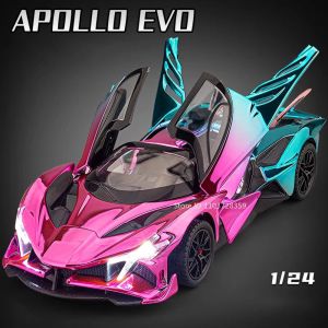 1:24 Apollo EVO Miniature Sports Car Model Toys Alloy Diecast Sound Light Doors Opened Pull Back Supercar Toy Gifts for Children