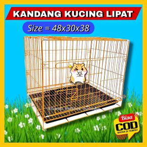 GPSS- Kandang Besi Lipat 48x30x38 Kandang Kucing Anjing Kelinci Musang Iguana Kandang Besi Kucing Cat