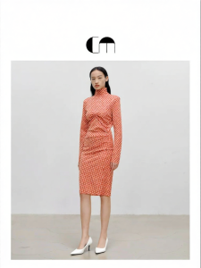 Designer Early Autumn Plaid Slim-fitting Wool Dress