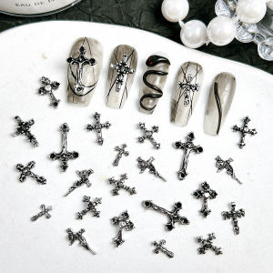 20PCS Multiple Style Classic Cross Alloy Nail Art Decorations 3D Minimalist Creative Cross Cool Style Nail Charms DIY Nail Parts