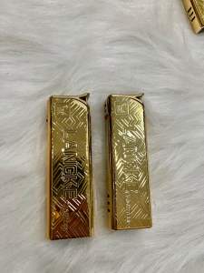 Bật Lửa Khò Tia Xanh T18 - Vỏ Nhôm Bóng Màu Vàng - Có Bơm Ga