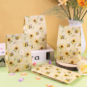 10pcs Bee Candy Bags Little Bee Theme Party Cookies Biscuit Packaging Box Baby Shower Bee Gift Bag Birthday Decor Party Supplies