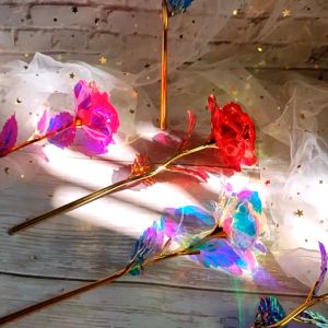 24K Gold Artificial Flower Glowing Rose Wedding Decoration Valentines Day gift