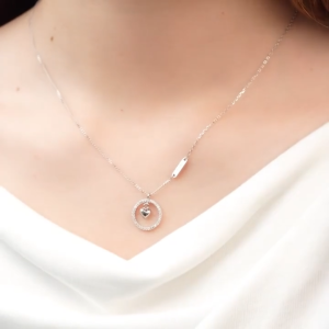 Dây Chuyền Bạc HGJG Trái Tim Vòng Tròn Lơ Lửng Dễ Thương Bạc 925 Cao Cấp Sáng Bóng Bền Màu