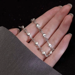 Lắc tay bạc nữ APRIL lắc tay đơn dây trái tim phồng xinh xắn chất liệu bạc 925 mẫu mới sang trọng APRIL JEWELRY LT005