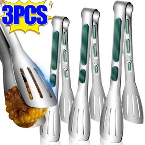 7/9/12 Inch Non Slip Stainless Steel Food Tongs Meat Salad Bread Clip Barbecue Grill Buffet Clamp Outdoor Camping Cooking Tools Kitchen Accessories