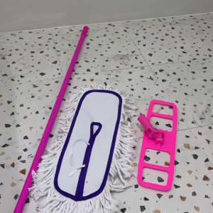 ไม้ม็อบดันฝุ่น ขนาด 15 18 24 นิ้ว ผ้าม็อบสีขาว ด้ามเหล็กหุ้มพีวีซี