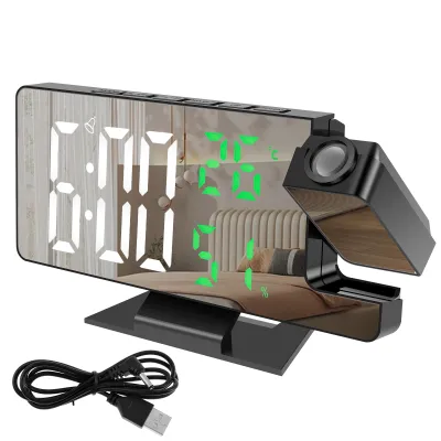 LED Digital Alarm Clock Projection Clock with 180°Rotatable Projector Mirror Large Screen Projection Clock For Home Office Table